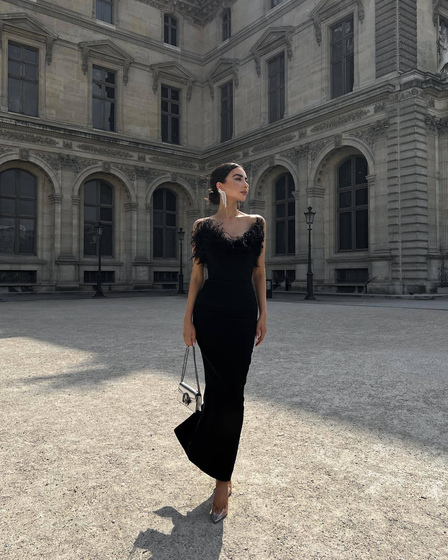 Strapless Feather Maxi DressClistos