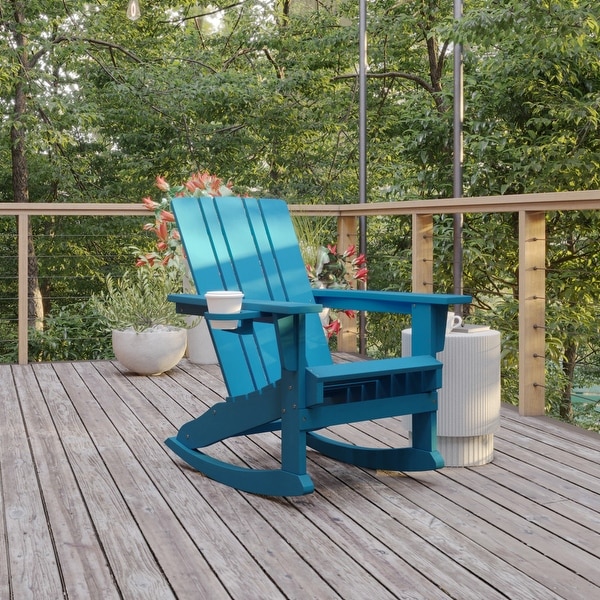Commercial AllWeather Rocking Adirondack Chair with Swiveling Cupholder