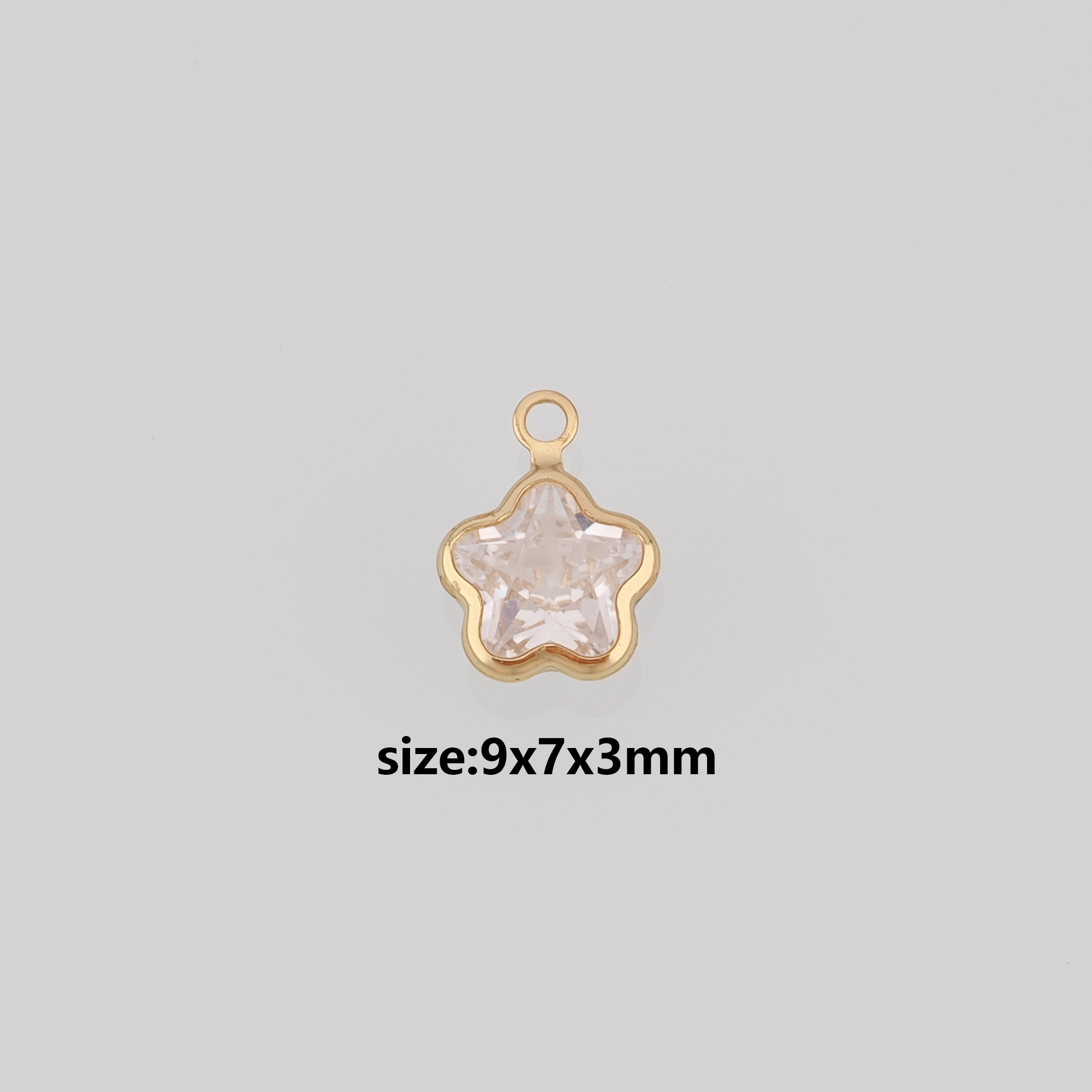 18K Gold Filled Flower Pendant,CZ Micro Pave Flower Charm Earrings Necklace for DIY Jewelry Making Supply