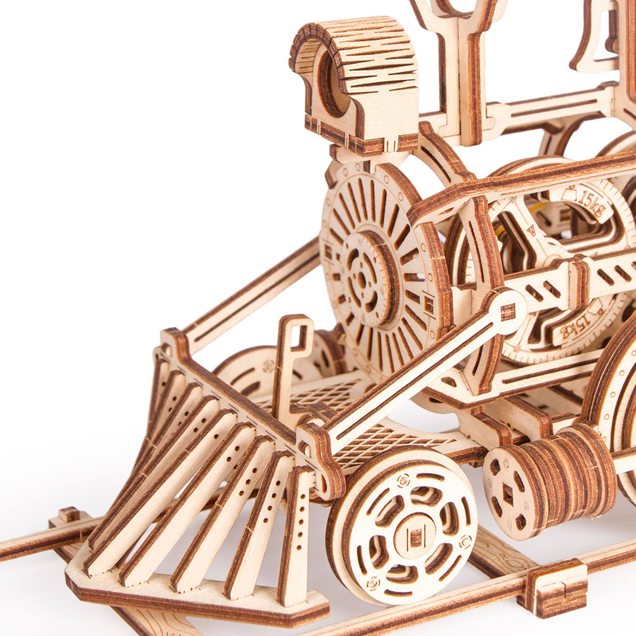 Wood Trick Wooden Toy Train Set with Railway - 34x7â€³ - Locomotive Train Toy Mechanical Model Kit - 3D Wooden Puzzle, Brain