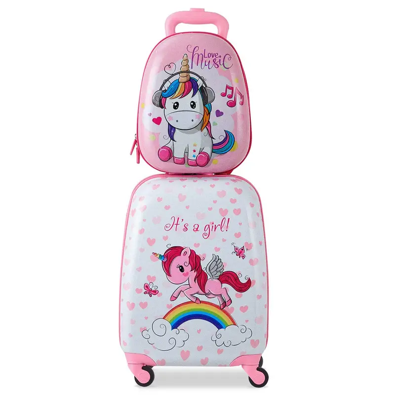 Two-Piece Kids’ Luggage Set: 12″ and 16″ Lightweight Spinner Suitcases