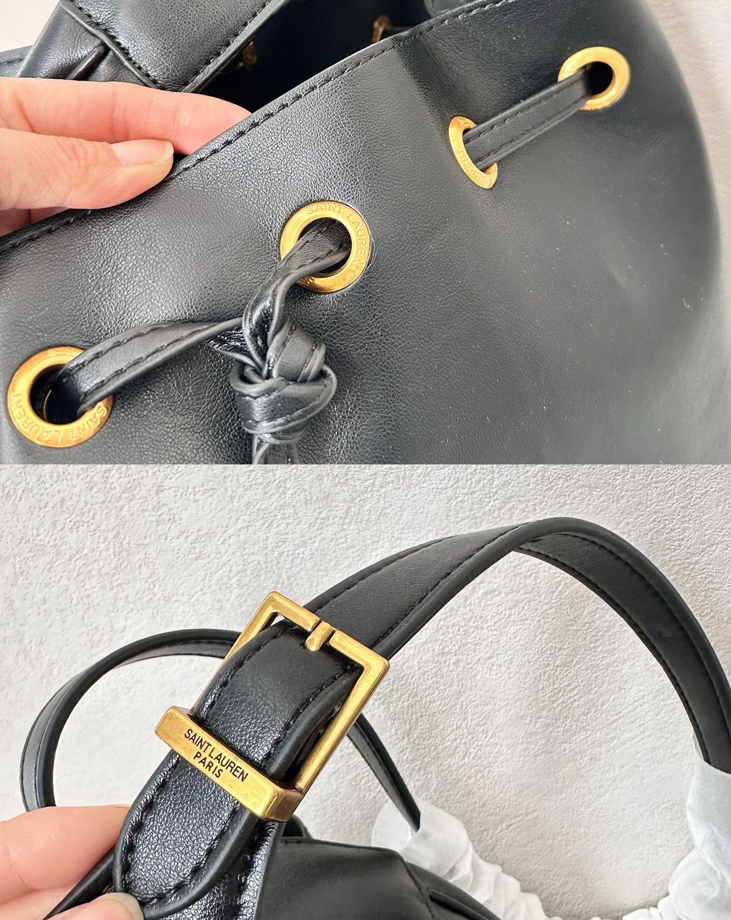 Saint Laurent Paris Vii Medium Flat Hobo Bag In Smooth Leather Black 28Cm