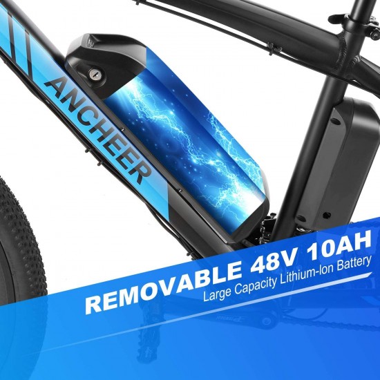 Electric Bike, 48V 500W/350W Ebike 27.5″ Electric Mountain Bike/Electric Commuter Bike with Removable 48V 10Ah Removable Battery, LCD Display and 21 Speed Gears