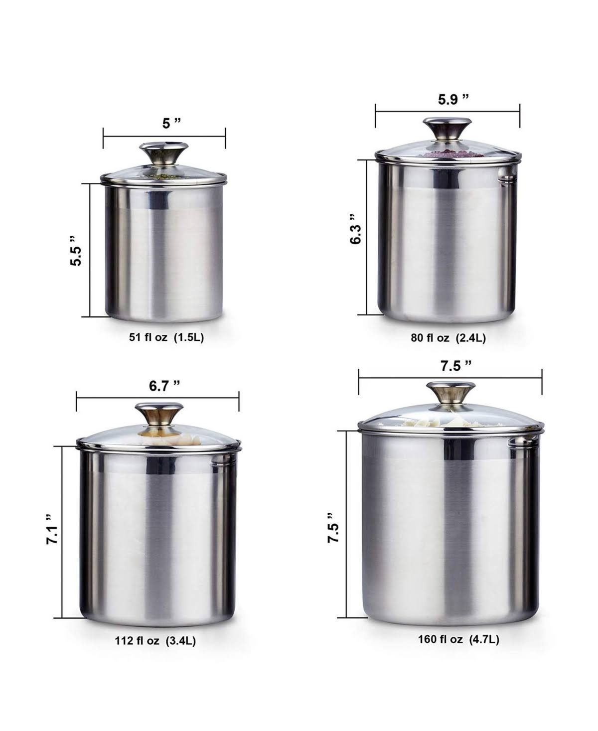 Cooks Standard 02553 4-Piece Canister Set Stainless Steel
