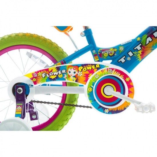 Girl’s Flower Power Princess 16″ Bike with Training Wheels, Doll Seat, Basket and Streamers