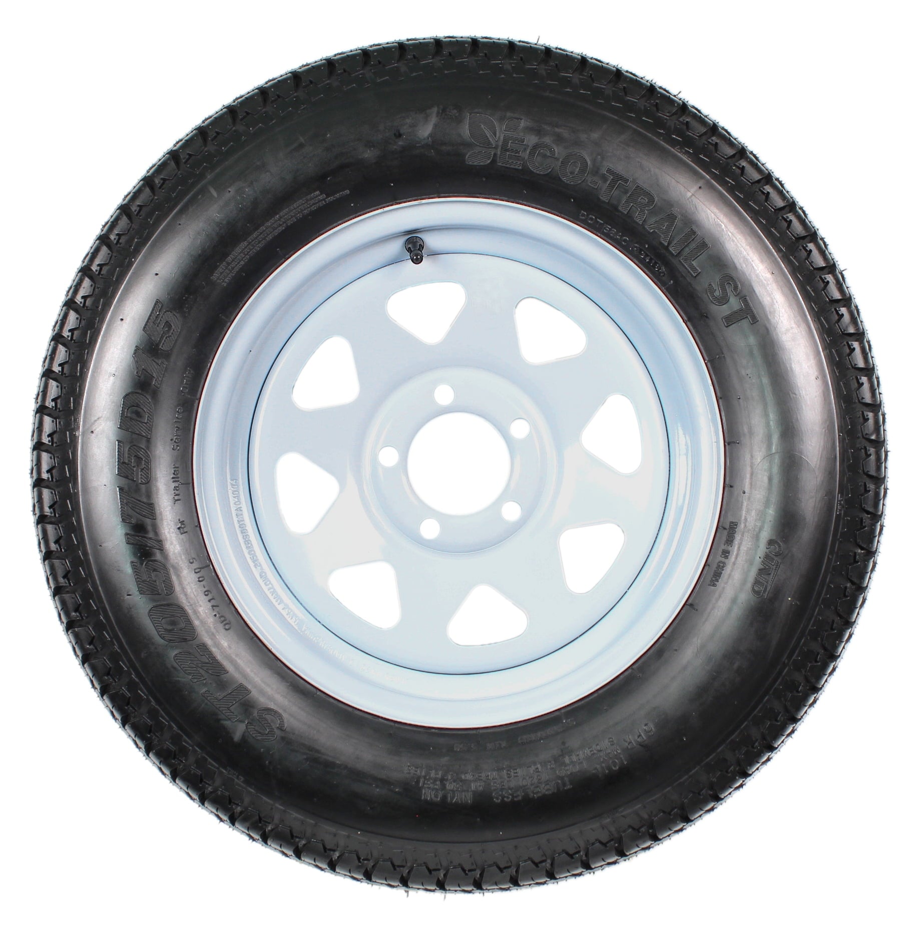 2-Pack Trailer Tire On Rim ST205/75D15 205/75 D 15 in. LRC 5 Hole White Spoke