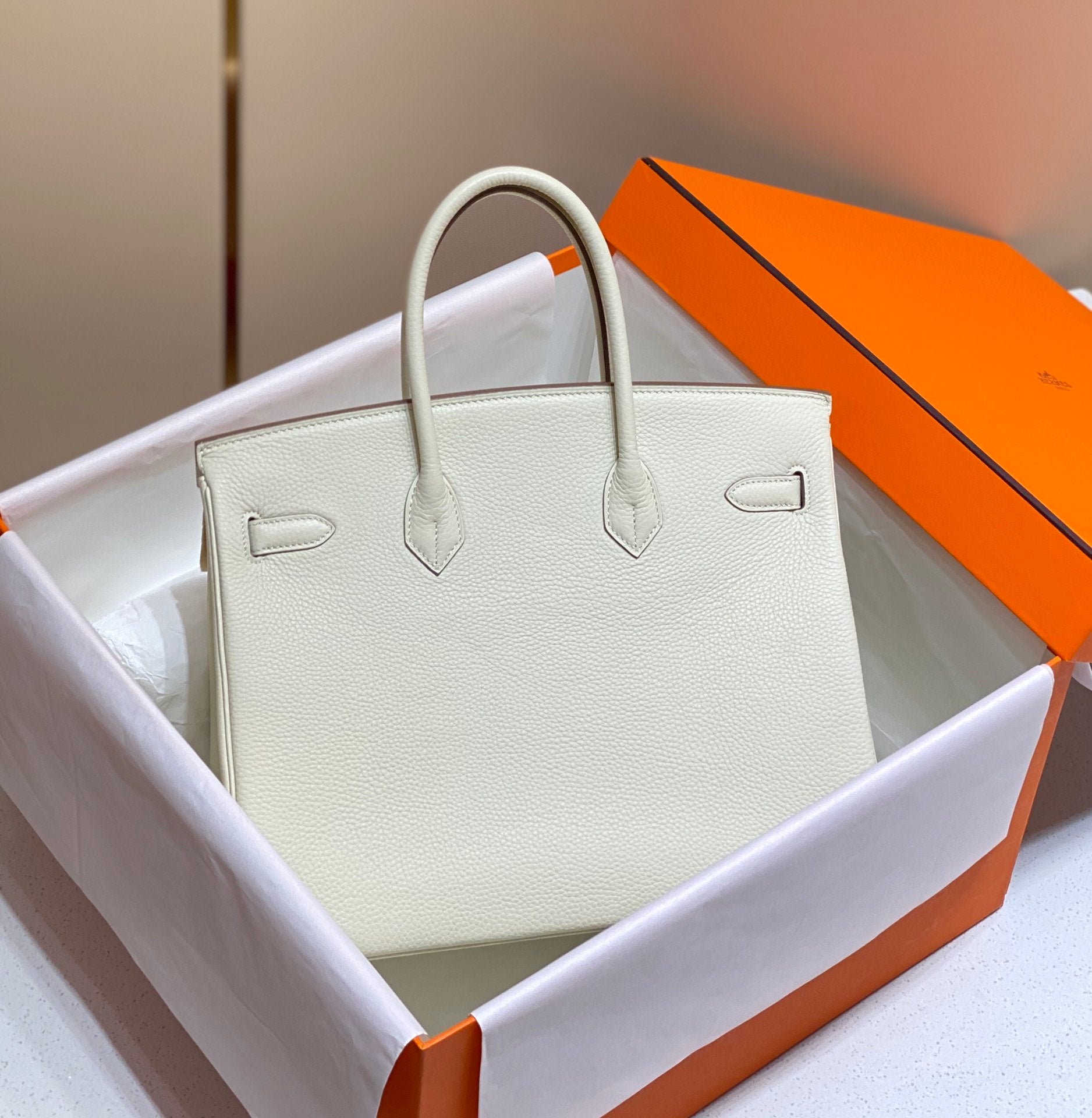 Hermes Birkin 35Cm Bag White Togo Gold Hardware