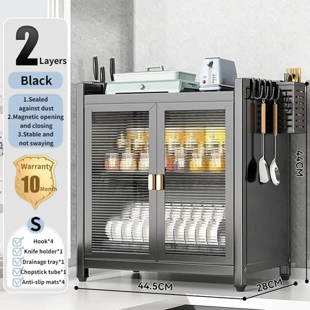 Multifunction Dust-Proof Kitchen Cabinet Rack Microwave Oven Cabinet Kitchen Storage Racks Shelf With Doors