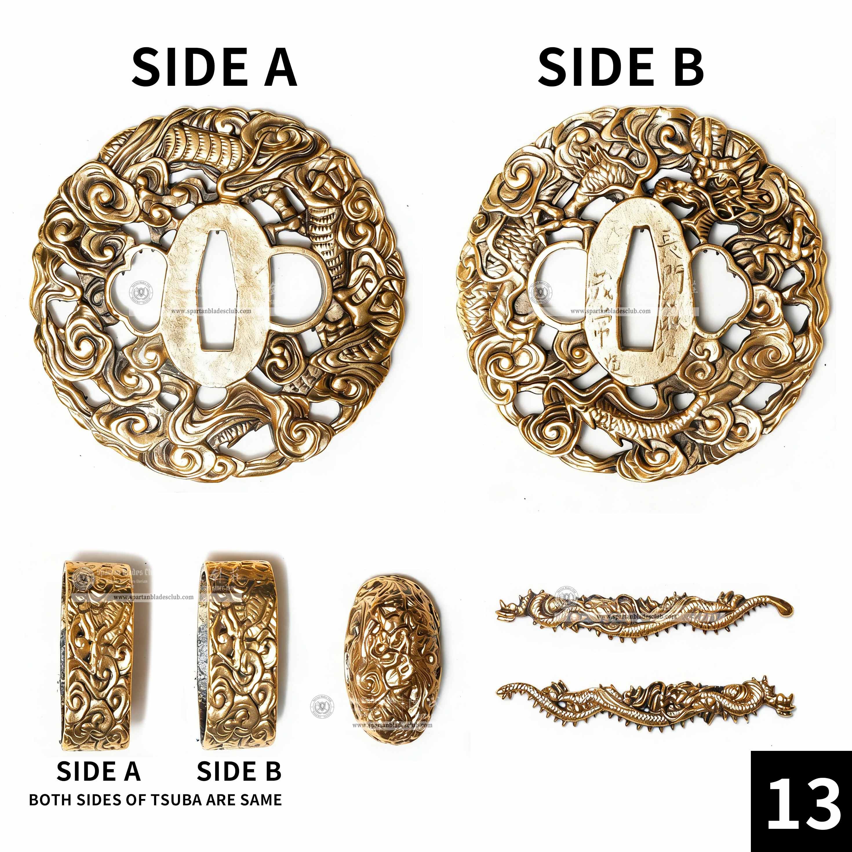 Custom Your Katana | Loong（Chinese Dragon） | Complete Set Fittings (Brass Gilded) | Spartan Blades Club | CHEN'S SWORDS 1892 - Spartan Blades Club - 陳氏劍莊1892