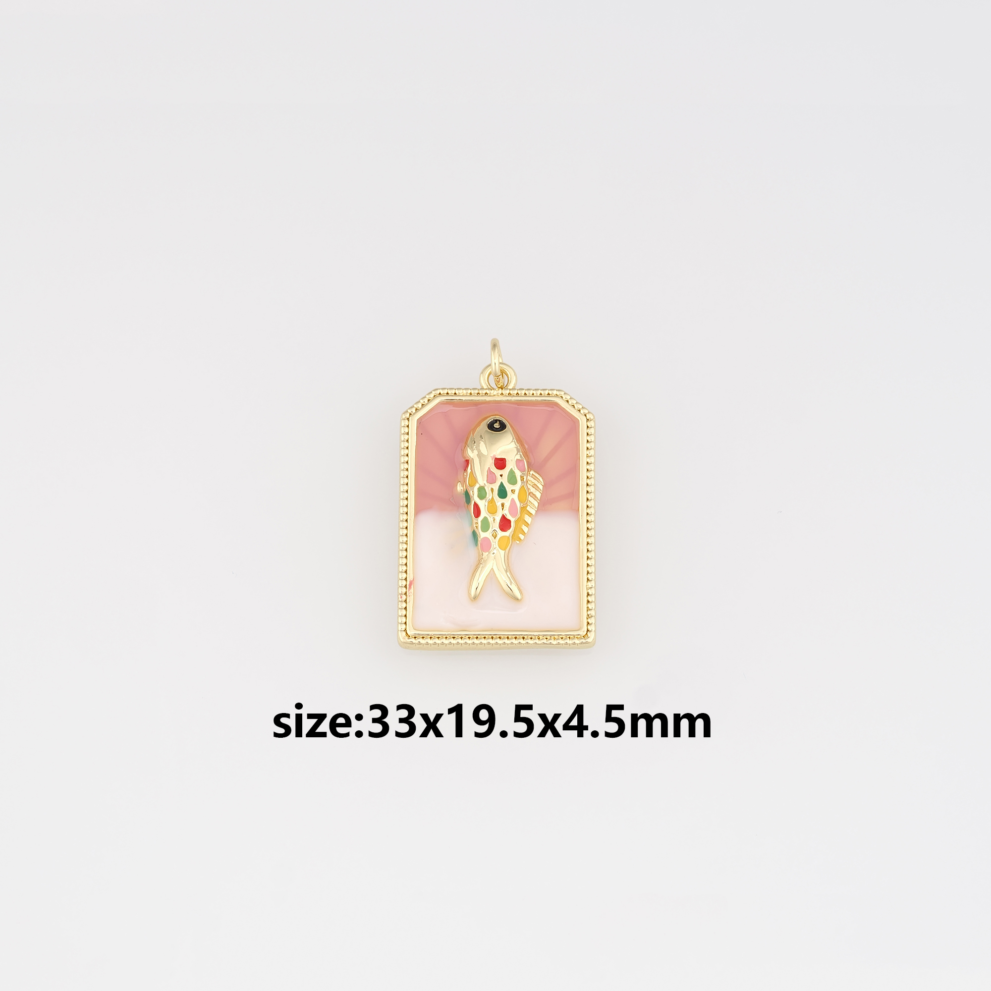 18K Gold Filled Fish Pendant,Enamel Fish Charm Earrings Necklace for DIY Jewelry Making Supply