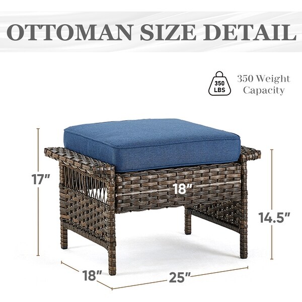Patio Sofa with Club Chairs,Ottomans,Table