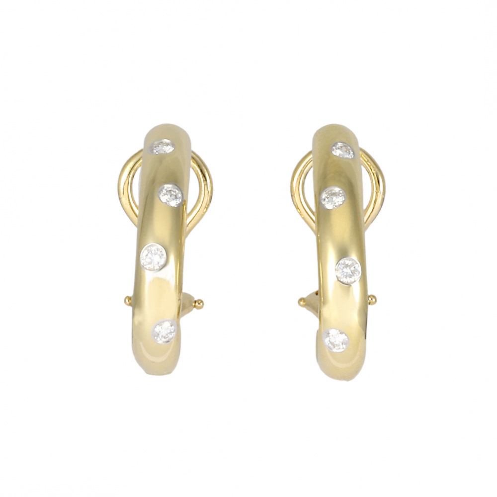 Tiffany & Co. Tiffany Dots K18YG Yellow Gold PT950 Earrings Platinum & 18K Yellow Gold Diamond