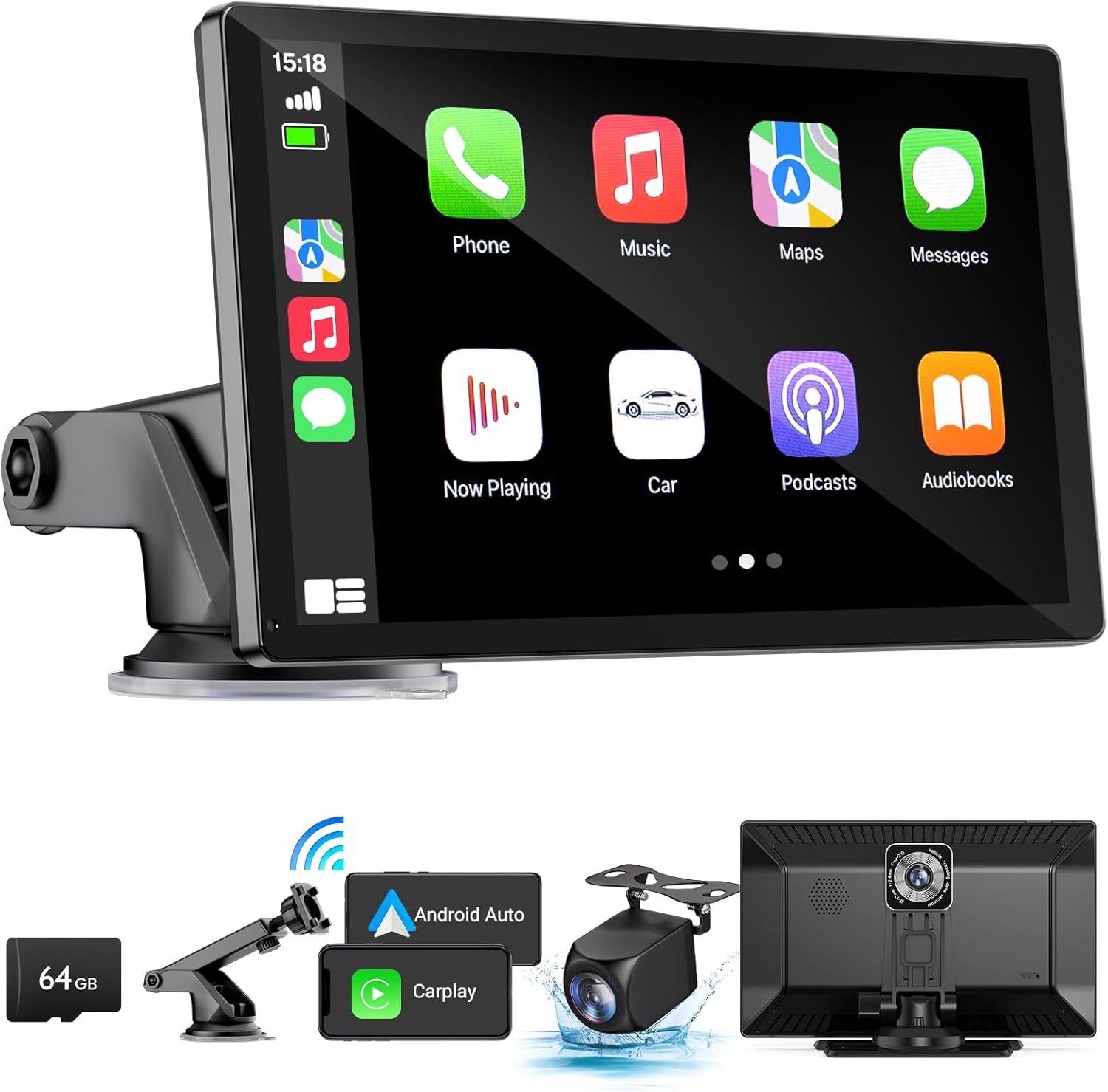 2026 Wireless Apple Carplay Screen for Car 4K Dash Cam, 9