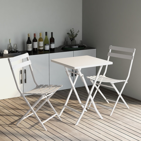 3Piece Foldable Patio Bistro Set with Square Table and Chairs