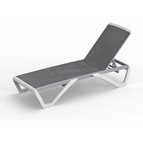 Domi Patio Chaise Lounge,AllWeather Adjustable Recliner with Wheels,Stackable