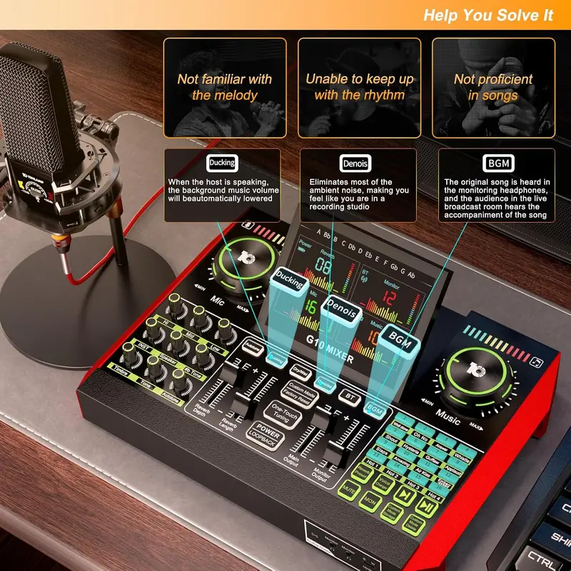 Streaming Audio Bundle — Condenser Mic, USB Sound Card & Mixer for Gamers, Podcasters & Mobile Content Creators