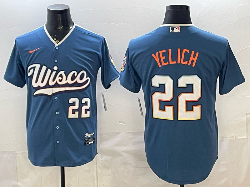 Men's Milwaukee Brewers Christian Yelich #22 Mineral Blue 2026 City Connect Stadium Jersey