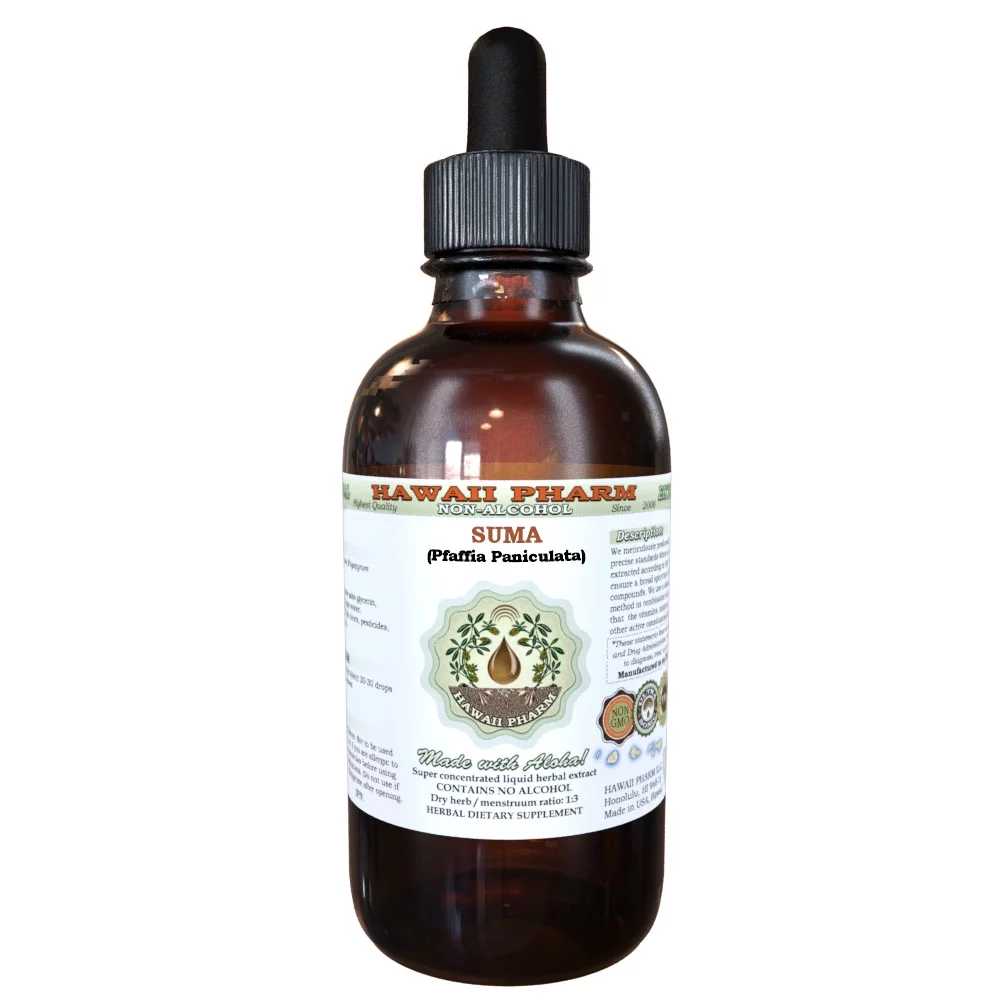 Suma (Pfaffia paniculata) Glycerite, Dried Root Alcohol-Free Liquid Extract, Brazilian Ginseng, Glycerite Herbal Supplement 2 oz