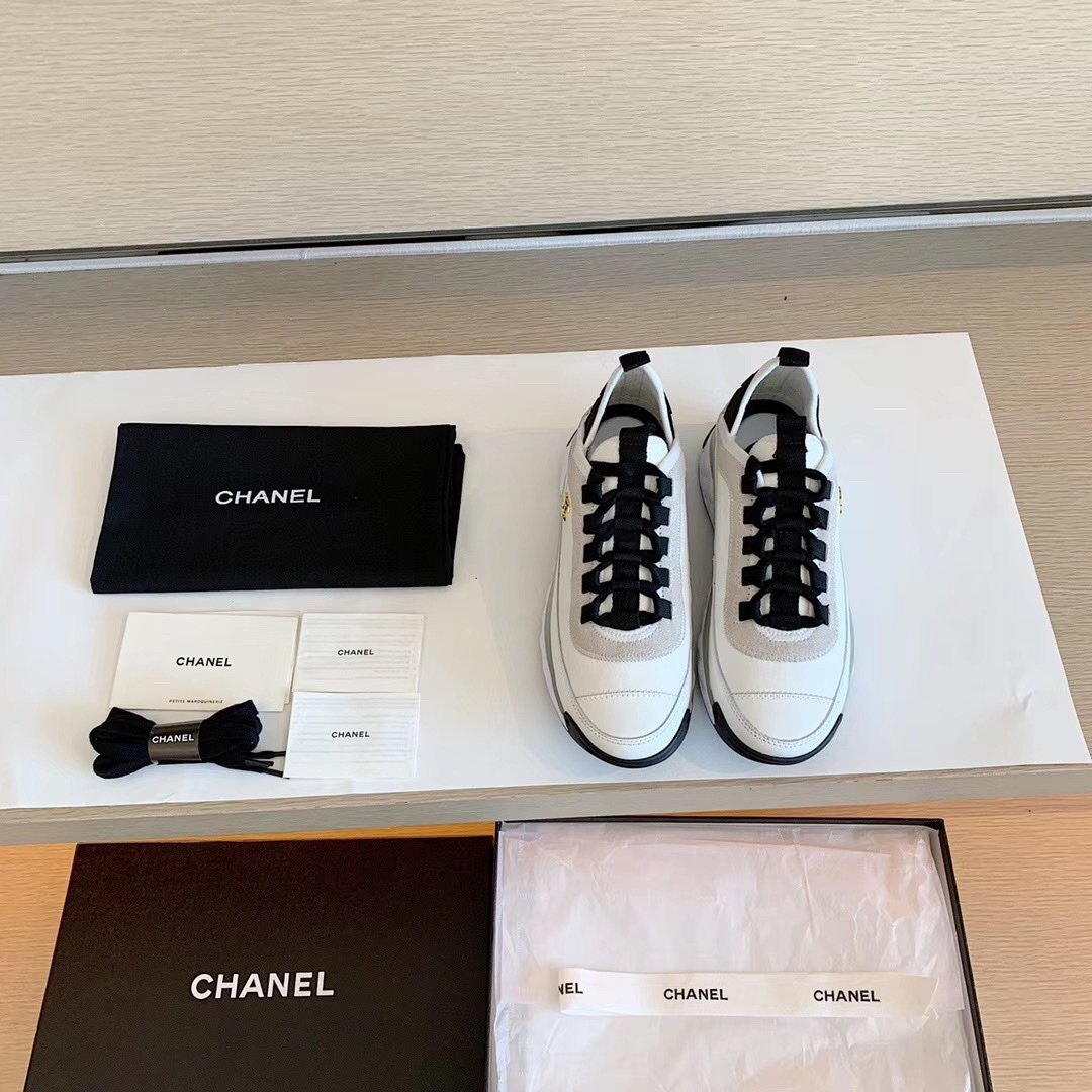 Chanel Velvet Sneakers Ivory And Black G35617