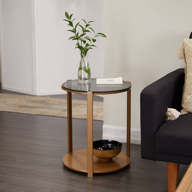 Contemporary Metal 2 Tier Accent Table Bronze Olivia amp May