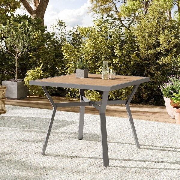 Dining Table,Patio Table,with Umbrella Hole Grey,Beige
