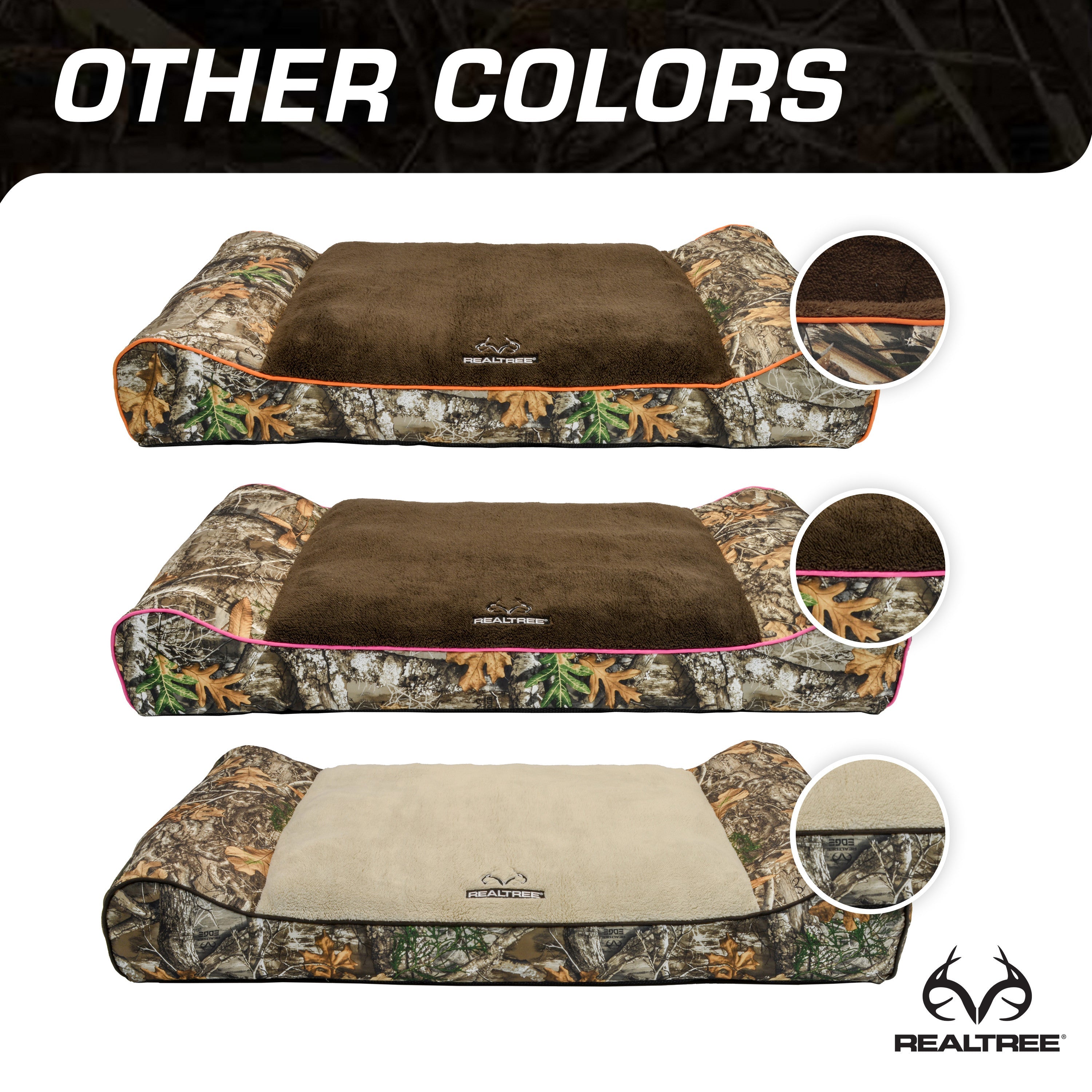Realtree Edge Camo Bolster Pet Bed – Brown