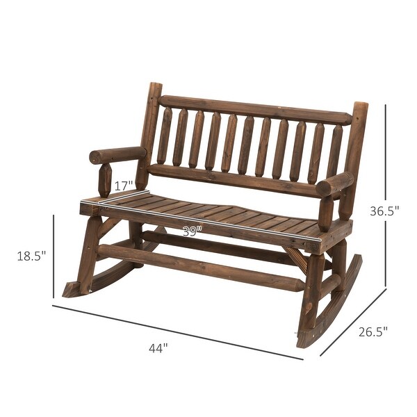 Outsunny 2Person Wooden Rocking Chair Rocker Bench with Relaxing Swinging Motion