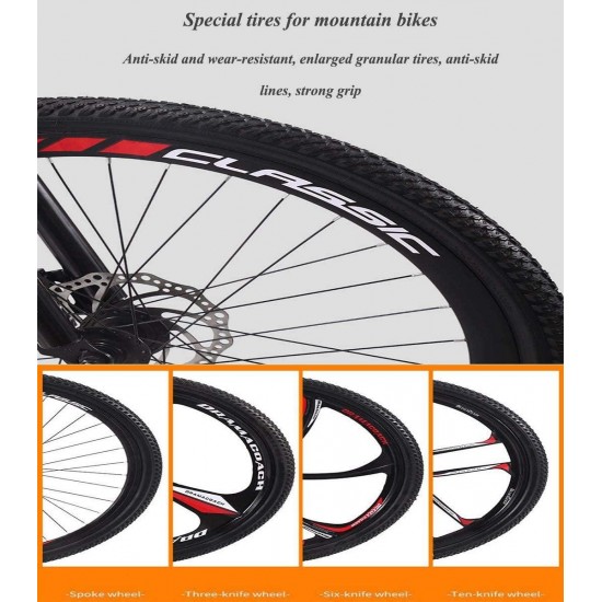 Mountain Bike 26 Inch, 21/24/27/30 Speed, Full Suspension Dual Disc Brake Mountain Bike, Mens Women Adult All Terrain Mountain Bike with Mudguard