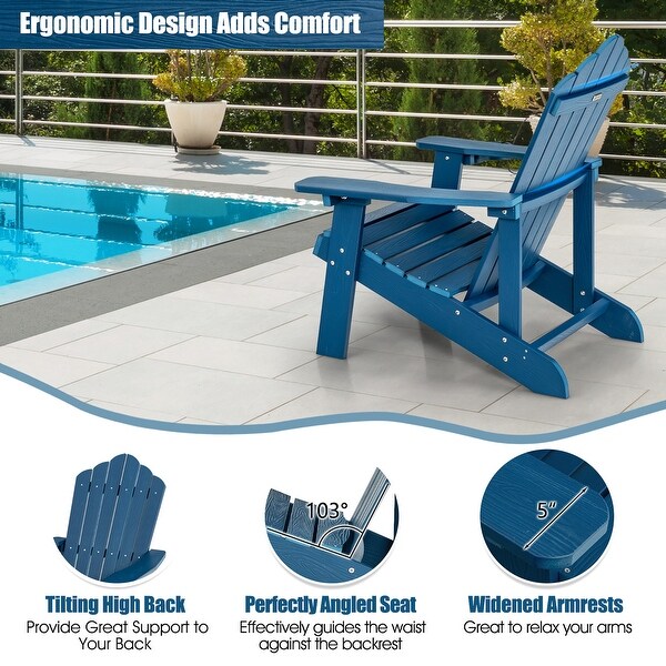 Costway Patio HIPS Adirondack Chair with Cup Holder Weather Resistant