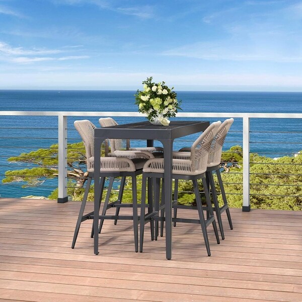 PURPLE LEAF Patio Outdoor Bar Table Rectangle Aluminum Dining Table,Coffee Kitchen Breakfast Outdoor Bar Table