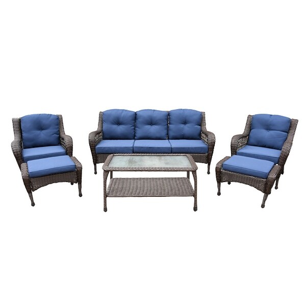 6piece Resin Wicker Patio Furniture Conversation Set with High Back