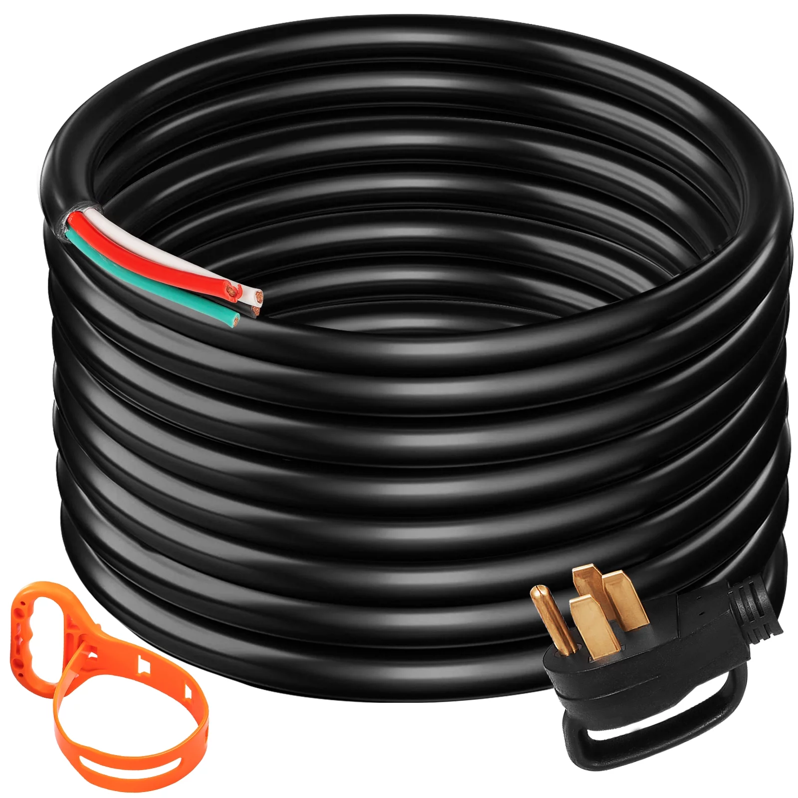 VEVOR RV Extension Cord 25ft 50Amp STW 6/3+8/1 Electrical Power Cord UL Listed Heavy Duty Generator Cord N14-50P to Bare Wire Cut Wire Cord Extension Power Cord RV Motor Home Generator Portabl Strap