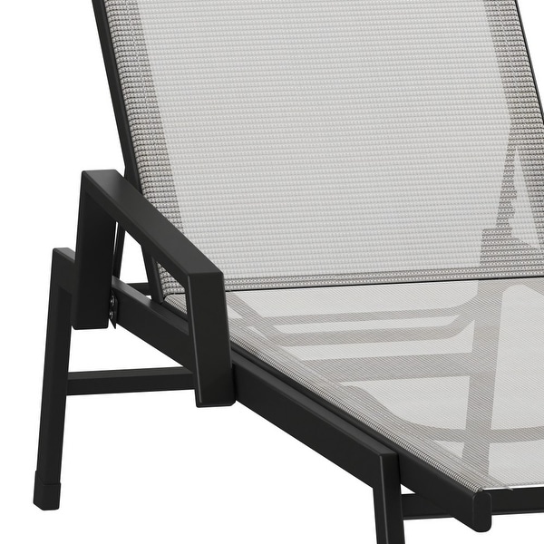 AllWeather Textilene Adjustable Chaise Lounge Chair with Arms