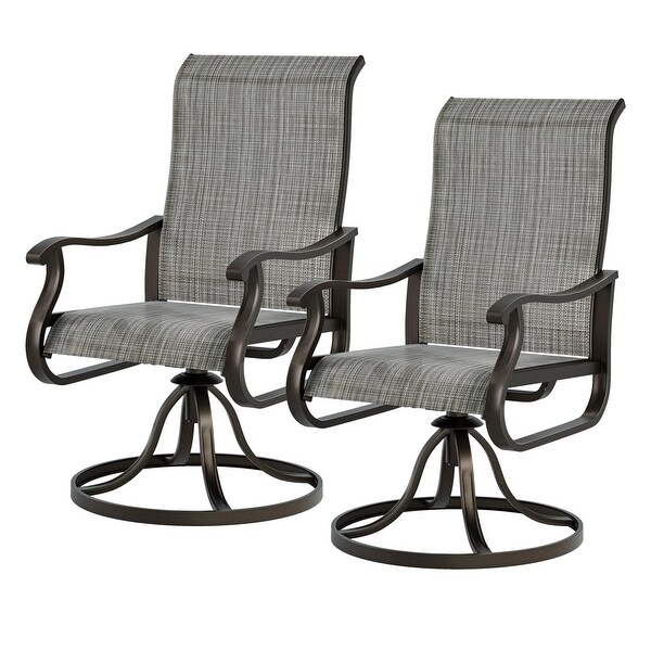 Patio Swivel Dining Chairs Set of 2,Outdoor Dining Chairs High Back with All Weather Breathable Textilene,Metal Rocking Frame