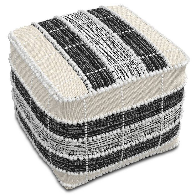 Highland Square Pouf White beige black Wyndenhall