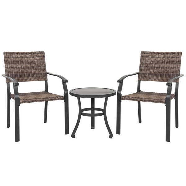 Nuu Garden 3Piece Patio Metal and Wicker Bistro Set,Black