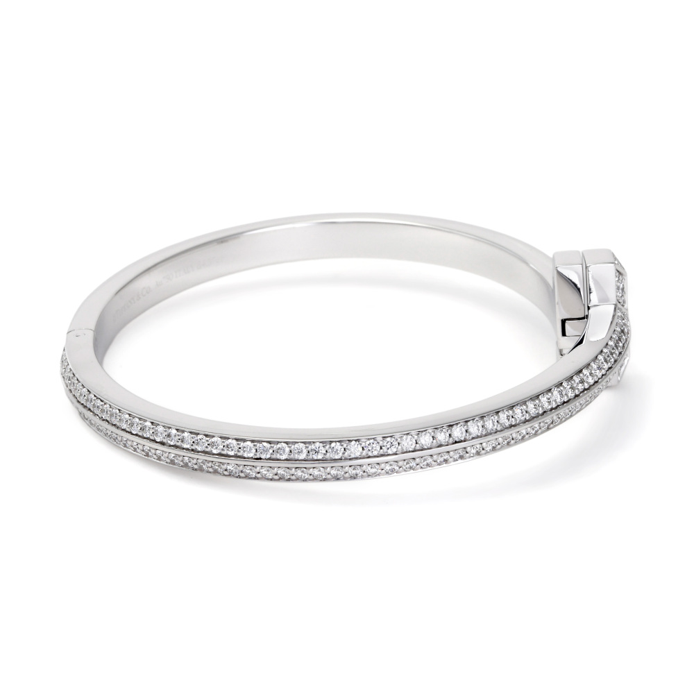 Tiffany & Co. Tiffany T One Wide L Bracelet 18K White Gold Diamond 68127408