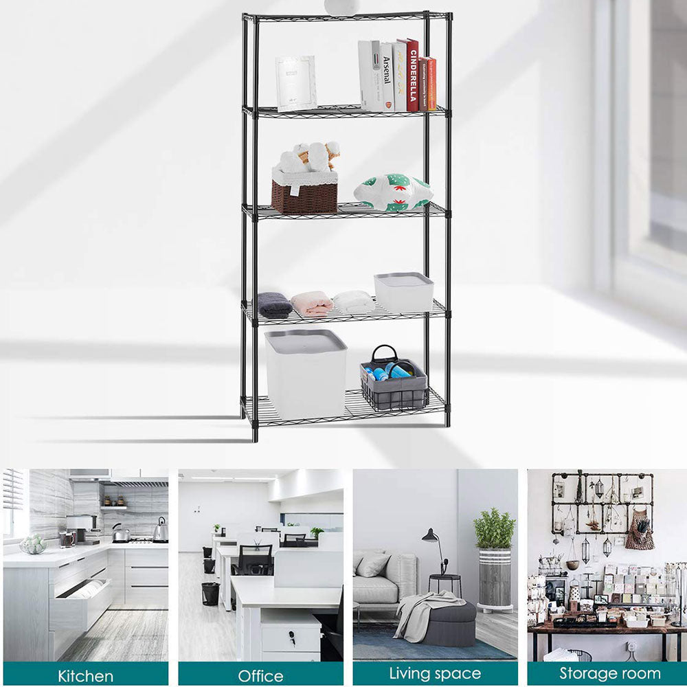 SEGMART Metal Storage Shelves, Heavy Dutyandnbsp;5-Tier Wire Storage Shelf for Kitchen, Sturdy Metal Shelving with Adjustable Height for Holding Stand Mixers Microwaves Dishes, Black