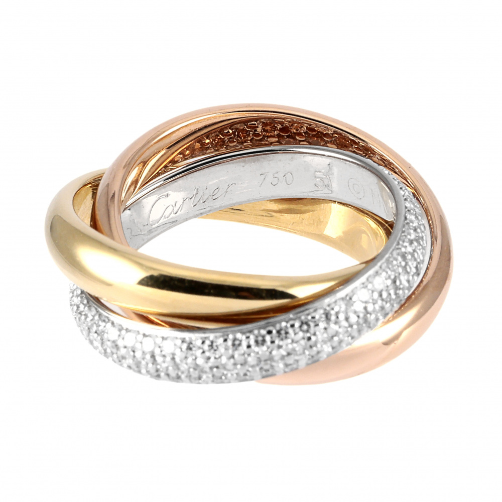 Cartier Trinity Classical Ring Tri-Gold Diamond B4038900