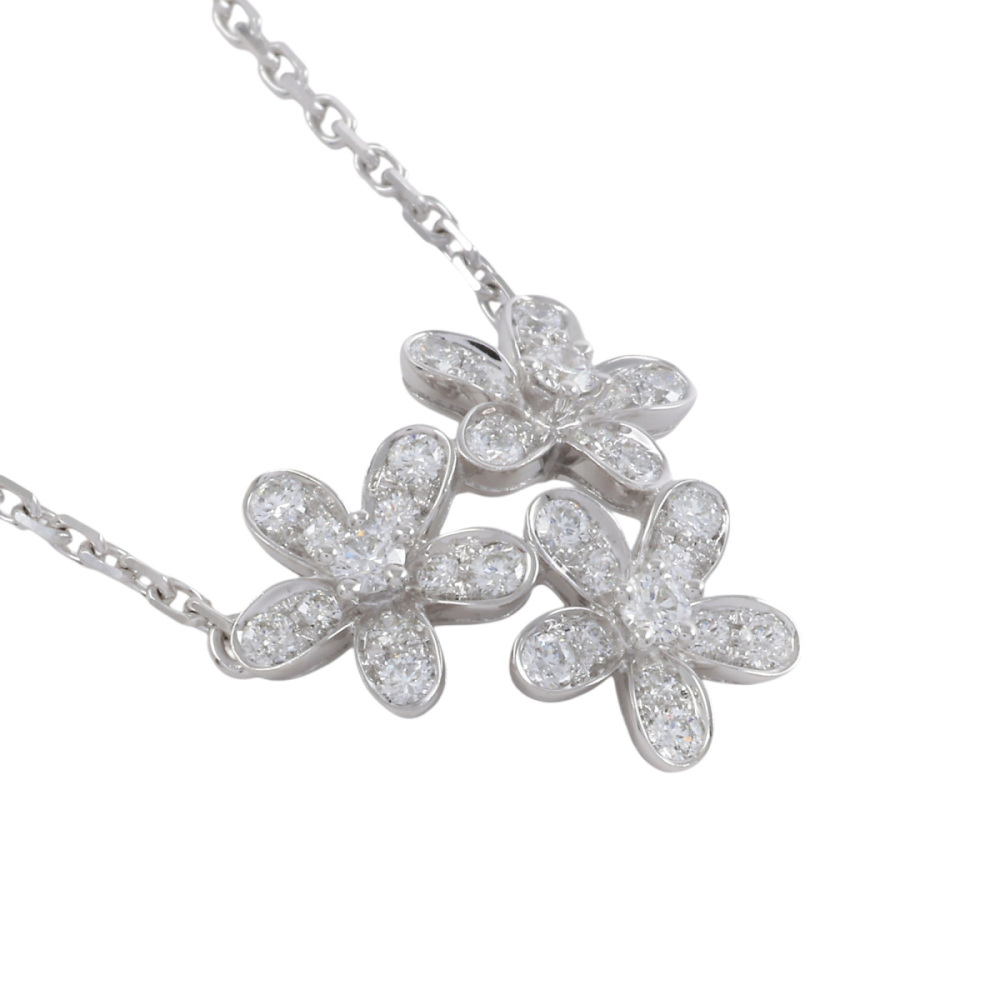 Van Cleef & Arpels Socrates 3 Flower Necklace 18K White Gold Diamond VCARB14900