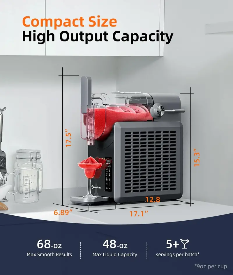 Slushie Maker with 68 oz Capacity – 24-Hour Timer, Self-Cleaning, 5 Preset Frozen Drink Programs