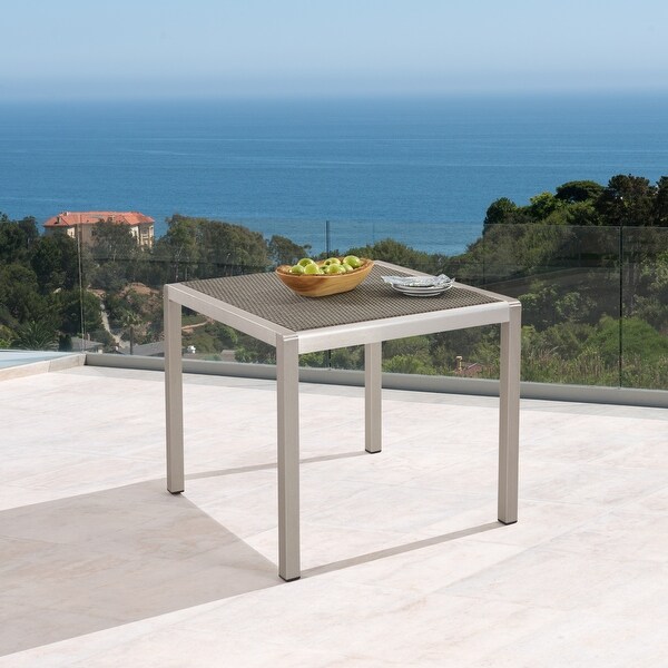 Outdoor Square Dining Table Anodized Aluminum Wicker Table Top for Dining Room,Kitchen,Easy Assembly