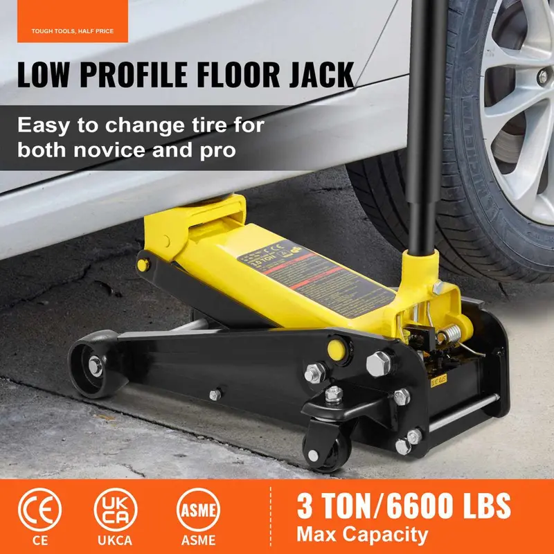 VEVOR 3-Ton Low-Profile Floor Jack – Heavy-Duty Steel Hydraulic Lift with Wide Range & Smooth Operation