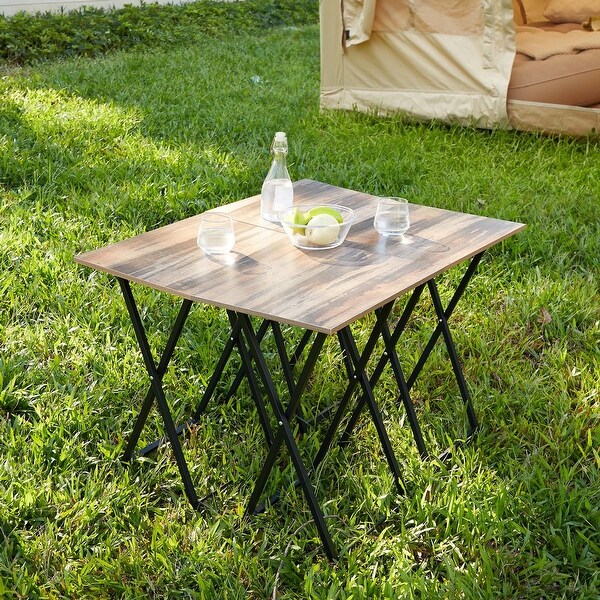 Set of 4 Industrial TV Trays,Folding TV/Snack Tray Table Set