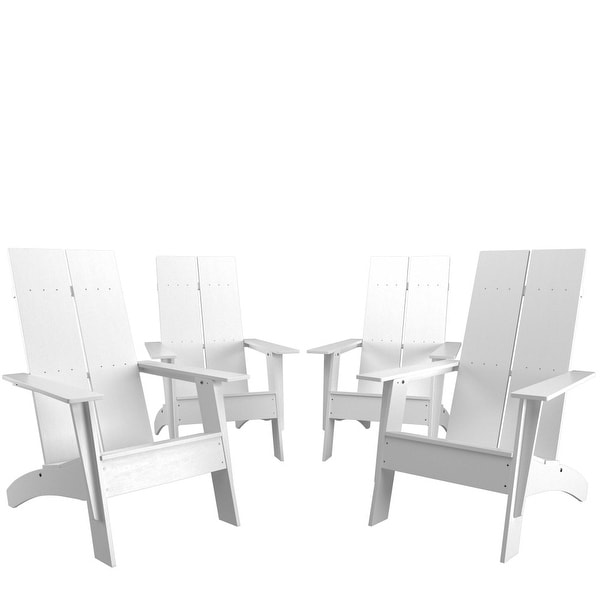 Modern Dual Slat Back Adirondack Style Chairs,Set of 4