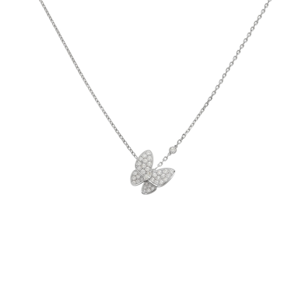 Van Cleef & Arpels Fauna de Papillon Necklace 18K White Gold Diamond VCARO3M400