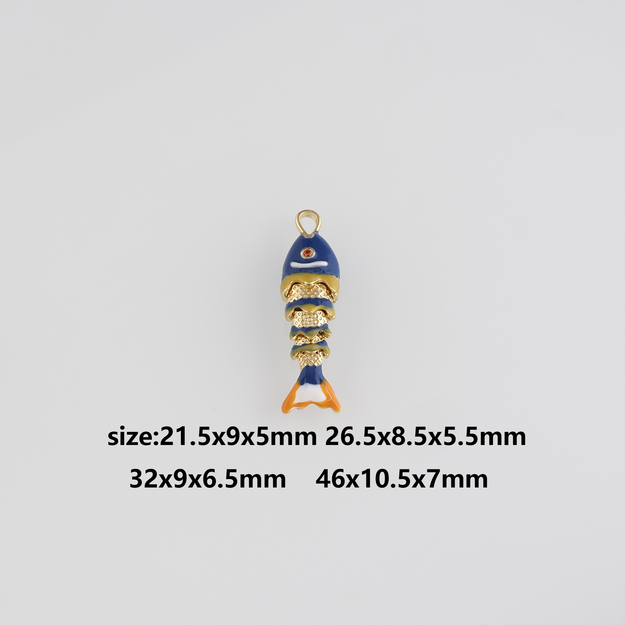 18K Gold Filled Fish Pendant,Enamel Fish Charm Earrings Necklace for DIY Jewelry Making Supply