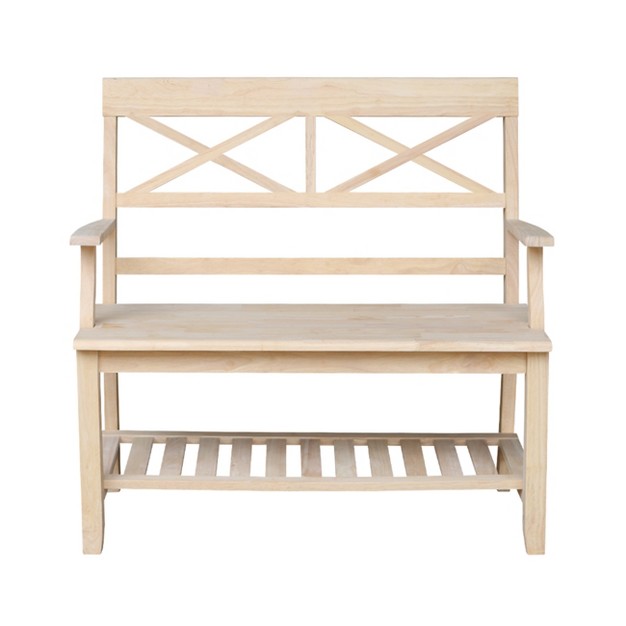 Double X back Bench With Arms And A Shelf International Concepts