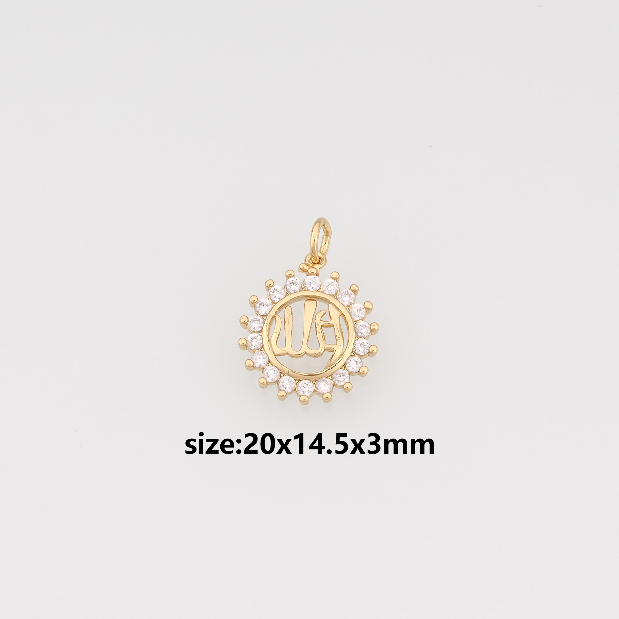 18K Gold Filled Round Pendant,CZ Micro Pave Round Charm Earrings Necklace for DIY Jewelry Making Supply
