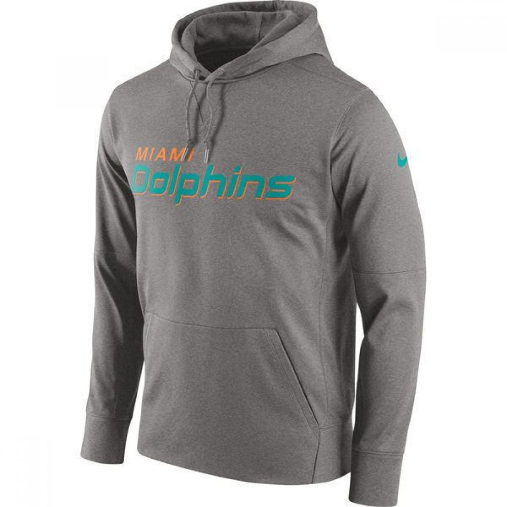 Men's Miami Dolphins Gray Club Therma NFL Pullover Hoodie